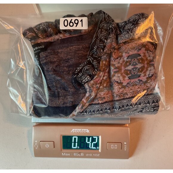 Lucky Brand Boho Patchwork Print Peasant Blouse Top L Multicolor Cotton Blend - Picture 7 of 7